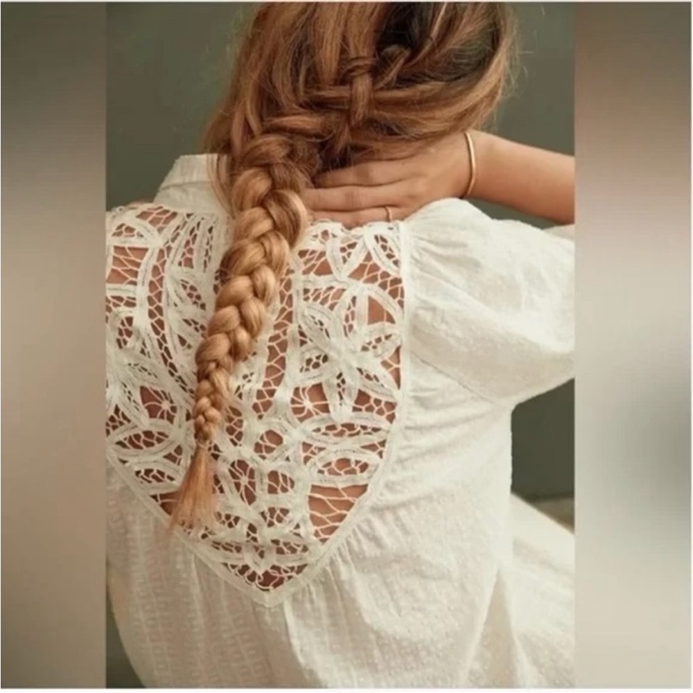 Anthropologie pilcro lace button down shirt